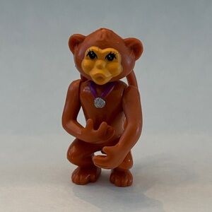 [#7] Vintage Littlest Pet Shop - 1992 - Brown Monkey Figurine with Purple Collar